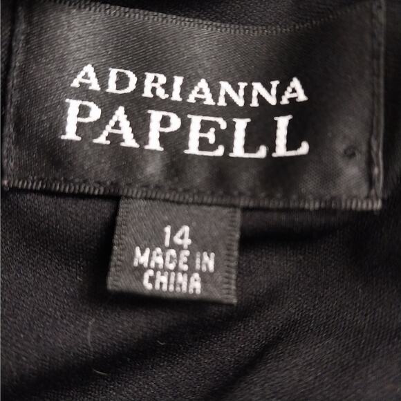 ADRIANNA PAPELL! BLACK STRETCH PETIT-PLEAT/MINI TIERED CRISS-CROSS DRESS! SZ 14 - Picture 8 of 11